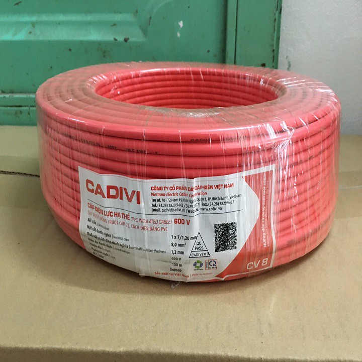 Dây điện Cadivi 8.0 đơn 7 sợi Cuộn 100 mét