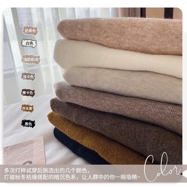Áo Len Tăm Cổ Cao Quảng Châu 7 Màu [Feeship] Áo Len Mịn Trơn Màu Dài Tay Co Giãn Siêu Tốt Freesize | BigBuy360 - bigbuy360.vn