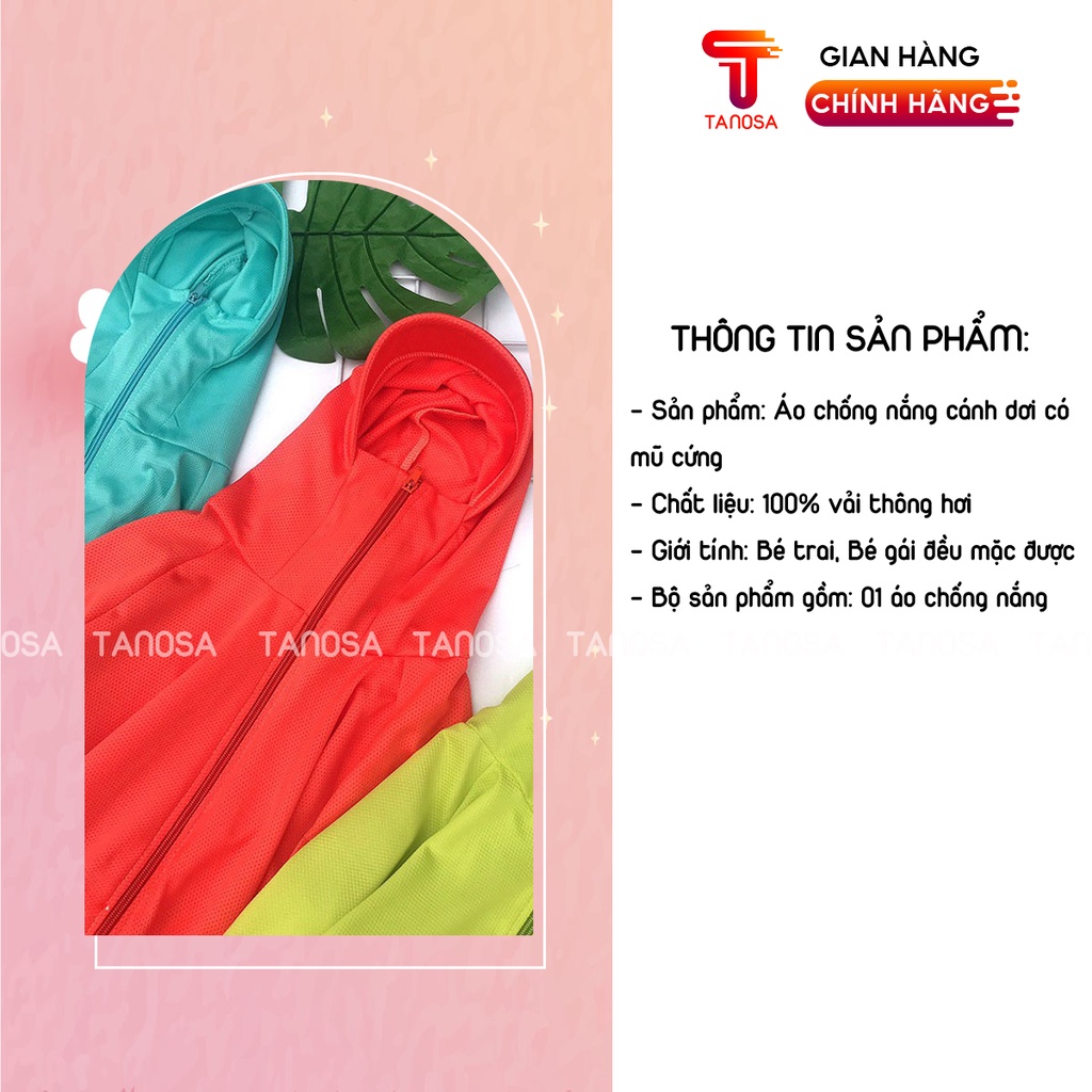 Áo Chống Nắng Cho Bé Tanosa Cánh Dơi Có Mũ Cứng TANOSA Siêu Xinh