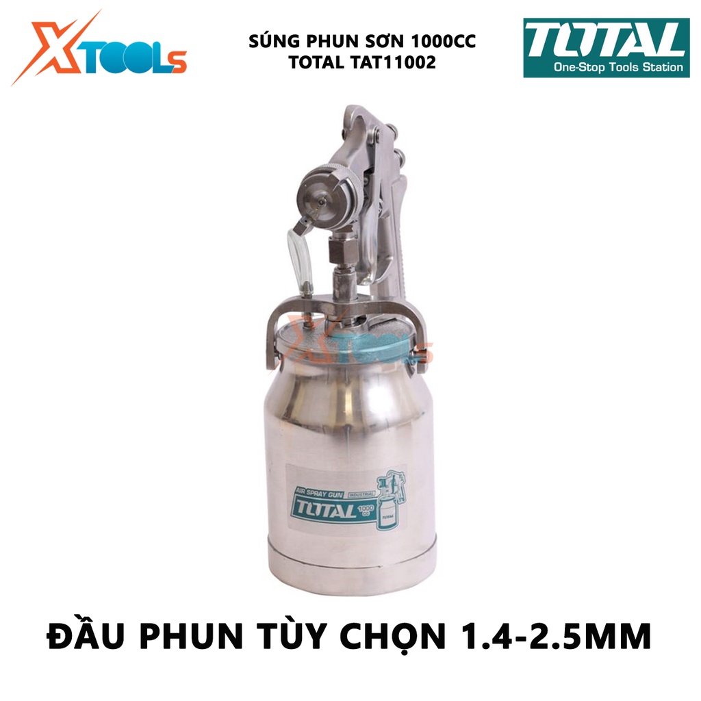 Súng phun sơn Total TAT11002 máy phun sơn cầm tay Đầu vòi 1.5mmÁp lực 3-4bar(43.5-58psi)Mức tiêu thụ 4.2-7.1cfm [XTOOLs]