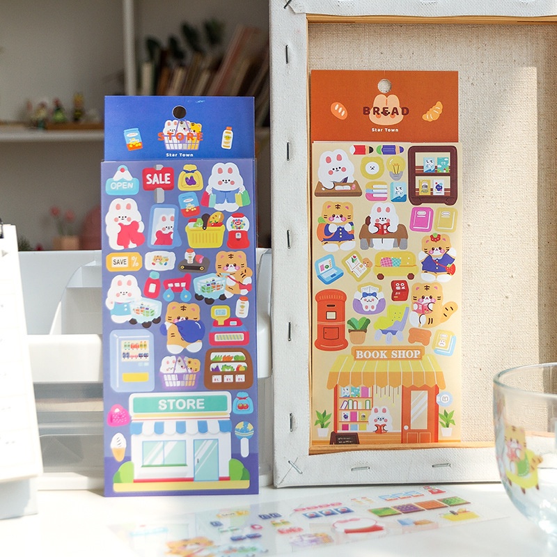 Peach 1Pcs Starlight shop stickers cute cartoon Journal Scrapbook Decor Sticker
