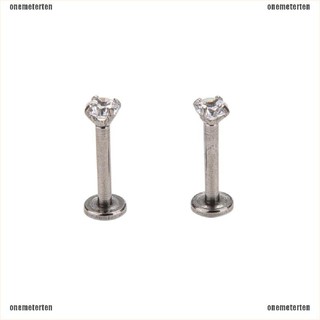 Set 2 Khuyên Môi Thép Không Gỉ Đính Đá Cz