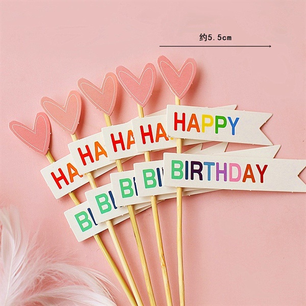 Set 5 que cắm HPBD tim hồng (nhọn)