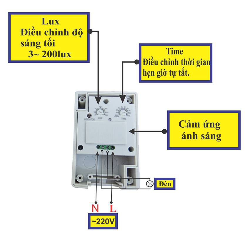 Công Tắc Tự Bật Tắt Cảm Ứng Ánh Sáng LS20A - Có hẹn giờ TIMER