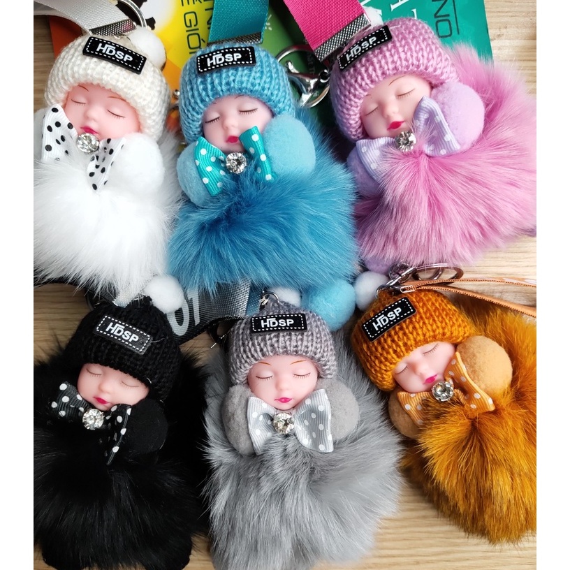 Móc khóa Búp bê  bằng Bông dùng để làm móc treo túi, treo ba lô, chìa khóa ô tô cực sang TE41