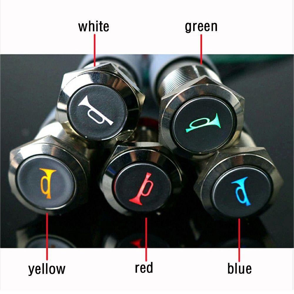 Nút Nhấn Có Đèn LED 16mm 12V Bằng Nhôm Chuyên Dụng