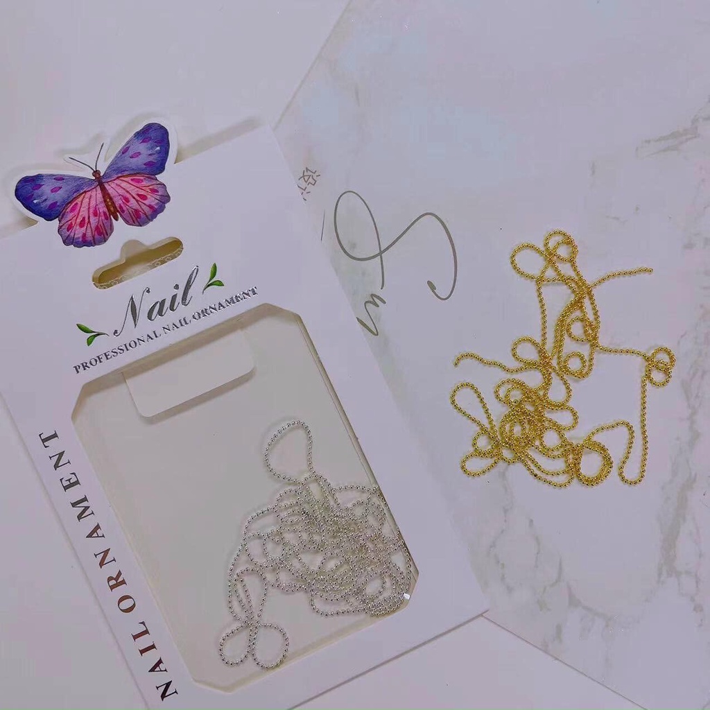 Set dây bi vàng bạc trang trí móng tay