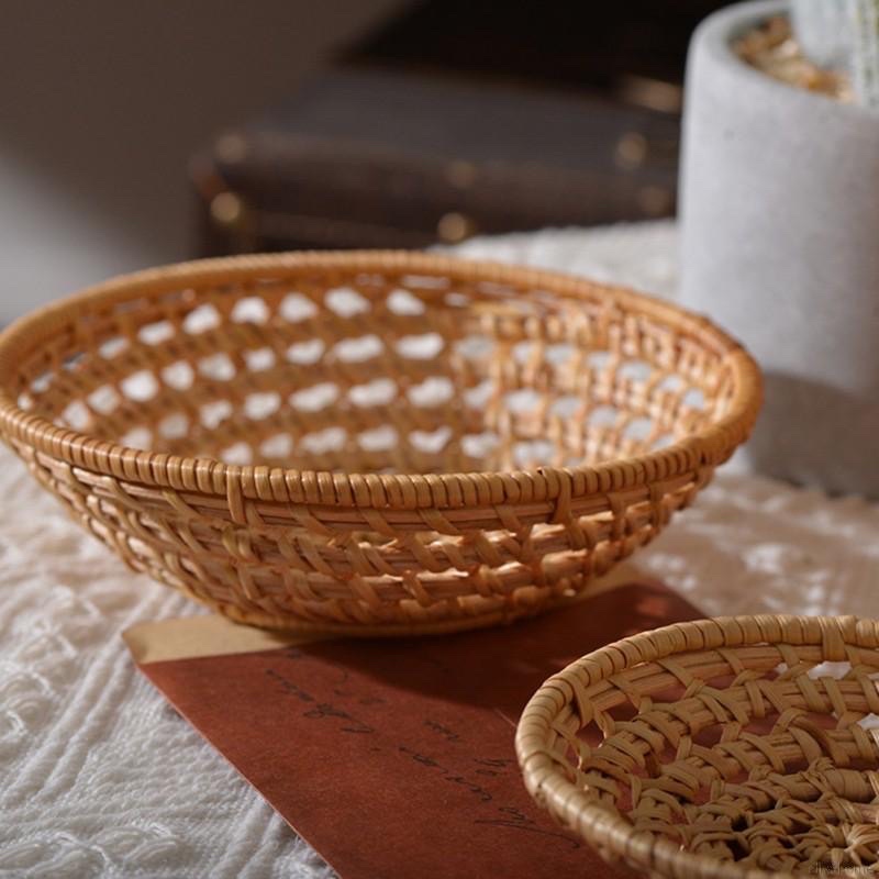 Khay mây đan thưa đựng đồ ăn, bánh mỳ, lót cốc, giỏ mây mini lưu trữ giỏ trái cây và bánh kẹo trang trí bữa tiệc tối, ca