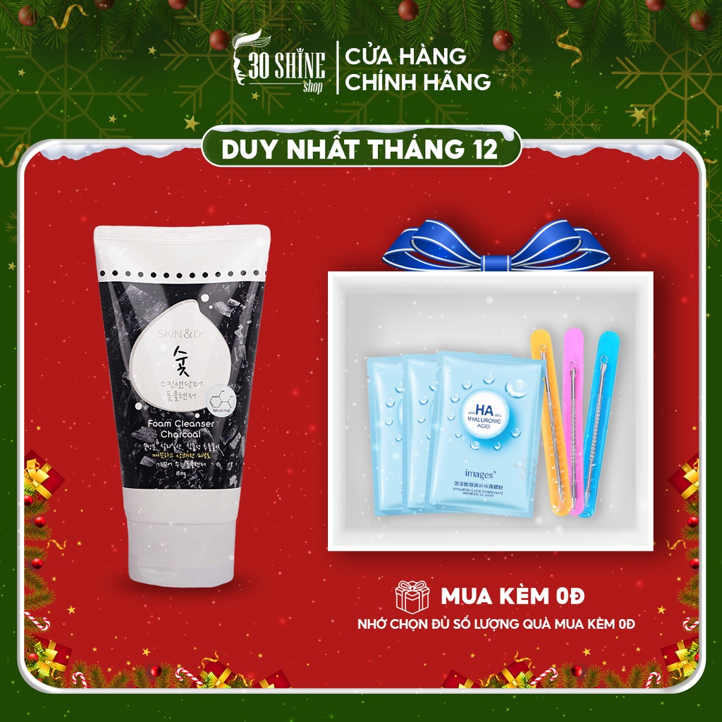 Sữa rửa mặt nam than hoạt tính 30Shine Skin&Dr dưỡng ẩm trắng da sạch sâu cho da mụn - 30Shine phân phối chính hãng