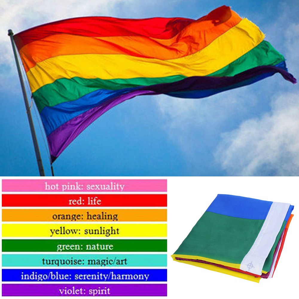 Cờ 7 màu ủng hộ cộng đồng LGBT 90 * 150CM / 3 * 5FT
