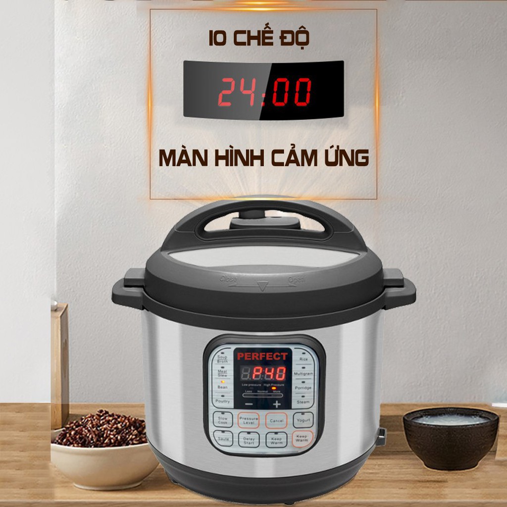 [HÀNG CHÍNH HÃNG] Nồi áp suất điện đa năng Perfect LG06A - Dung tích 6 Lít - Điều khiển điện tử - 10 Chế độ nấu tự động