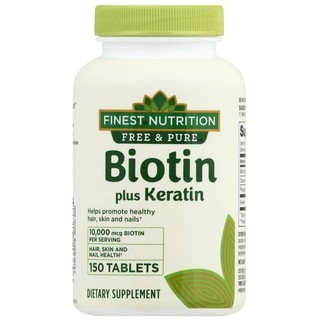 [HÀNG MỸ - 150 VIÊN] Biotin plus Keratin Finest Nutrition Free & Pure ( TƯƠNG TỰ NATROL )