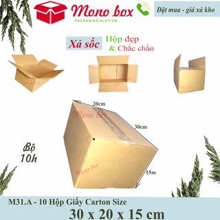 Bộ 10 thùng hộp giấy carton 30x20x15