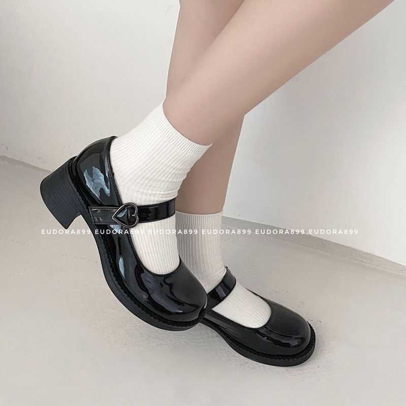 Giày Lolita nữ Eudora899 đế cao 5cm mũi tròn da đẹp êm chân G225