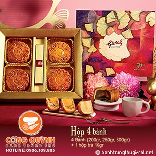 Bánh trung thu Givral Hộp 4 bánh đậu xanh 2 trứng 250gr