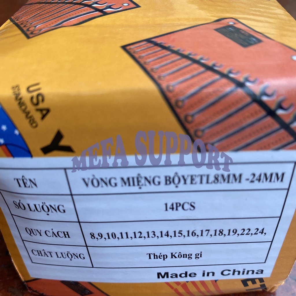 Bộ cờ lê YETI 14 chi tiết tiêu chuẩn USA 8-24 mm