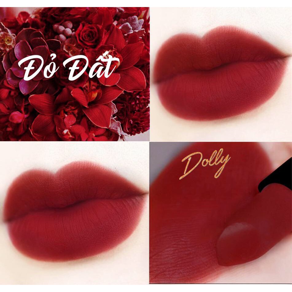 [Đỏ Đất] Dark Rose Son Sáp Phủ Phấn Dolly Không Chì Màu Đỏ Đất