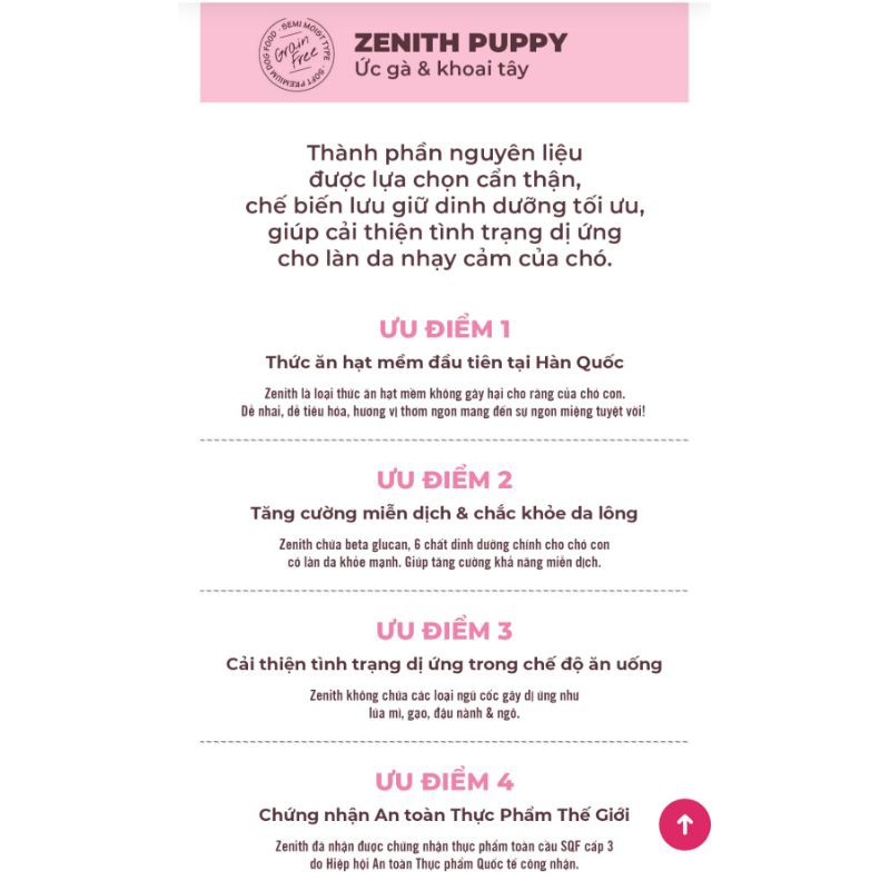 [Kèm deal 0Đ] Thức ăn hạt mềm cho chó con ZENITH PUPPY