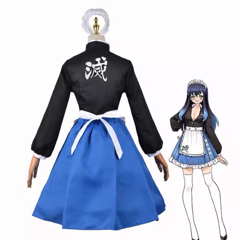 Set trang phục cosplay hoá trang maid hầu gái kimetsu no yaiba kny demon slayer shinobu tanjirou zenitsu inosuke