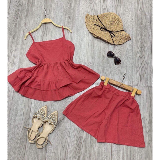 Bộ Đồ Ngủ 2 Dây Đũi Nữ- San San Shop - Đầy Đủ Màu Đen, Đỏ, Be - Không Nhăn Nhàu, Không Xổ Lông, Thấm Hút Mồ Hôi | BigBuy360 - bigbuy360.vn