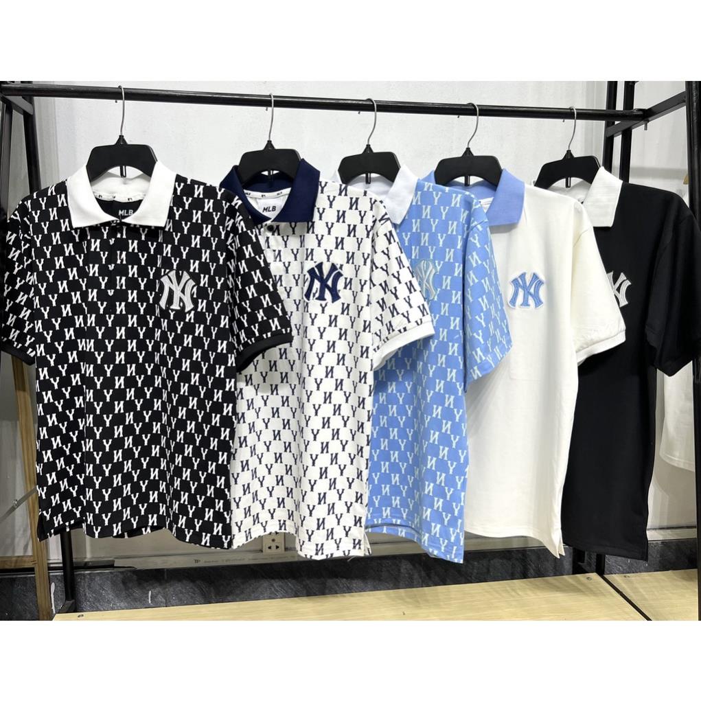 Áo Polo NY MLB Basic unisex nam nữ in hình Monogram Logo cá tính