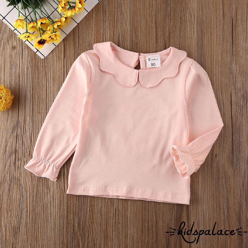 ➤♕❀❤Toddler Baby Kids Girls Long Sleeve T-Shirt O Neck Ruffle Warm Blouse Tee Tops