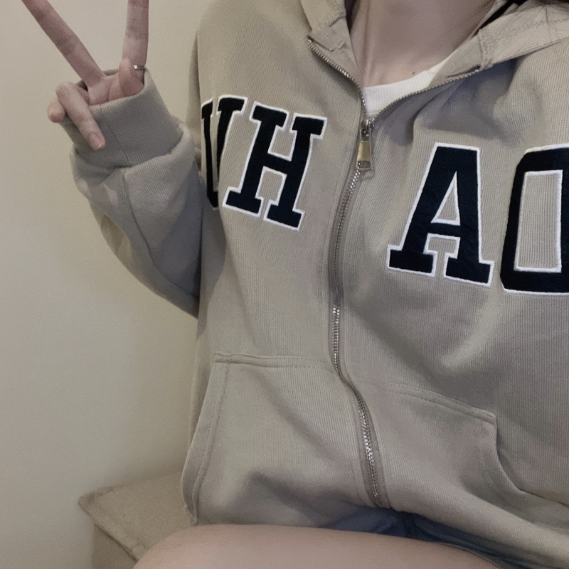 SUXI Áo Hoodies Tay Dài Hoạ Tiết Chữ Thêu Thiết Kế Mới Thời Trang Mùa Thu Cho Phái Nữ