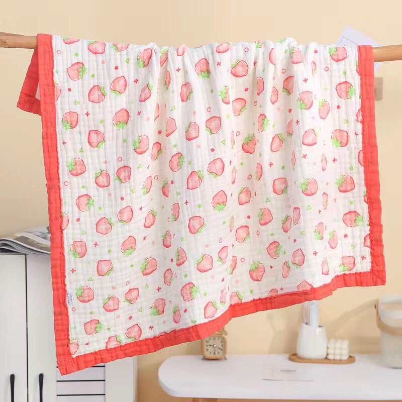 Khăm tắm, chăn đắp 6L có viền dày dặn hàng loại đẹp cho bé 110x110cm