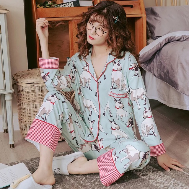 Bộ pijama cotton dài tay thu đông nhiều mẫu (ảnh thật)