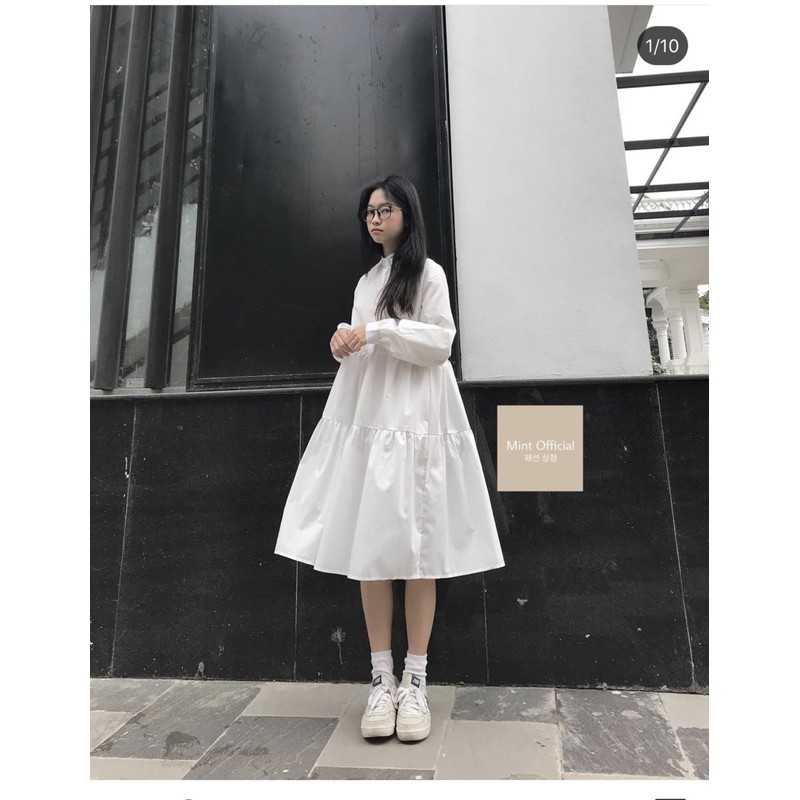 [ Mã FAMAYWA2 giảm 10K đơn 50K] [FREESHIP 50K] Váy sơ mi babydoll tầng tay dài ulzang | BigBuy360 - bigbuy360.vn