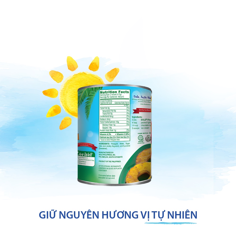 Dứa Tươi Nguyên Lát Dole (560g)