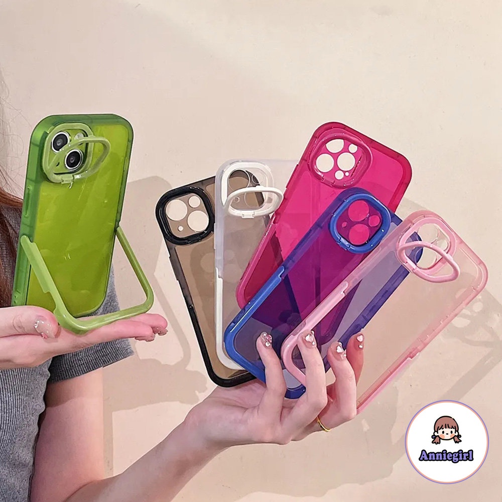 Ốp Điện Thoại TPU Mềm Trong Suốt Màu Kẹo Chống Trầy Xước Có Giá Đỡ Vô Hình Cho IPhone 13 12 11 Pro Max