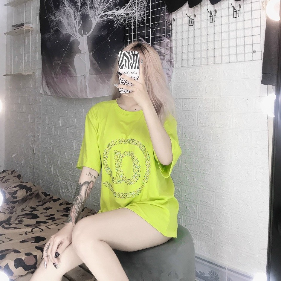 Áo thun form rộng dập đá chữ hiệu cực hot , chất thun coton mềm mịn dày dặn