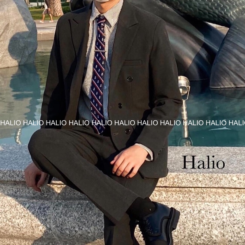 Set Vest nam xám đen ve nhọn, 6 khuy, dáng thoải mái, trẻ trung, lịch lãm - HALIOMAN