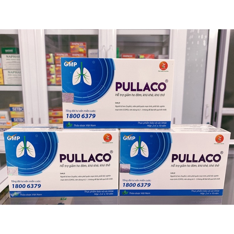 ✅[Chính hãng date mới nhất] PULLACO với thành phần chính Xuyên Tâm Liên giúp giảm ho đờm, khò khè, khó thở (Hộp 20 viên)