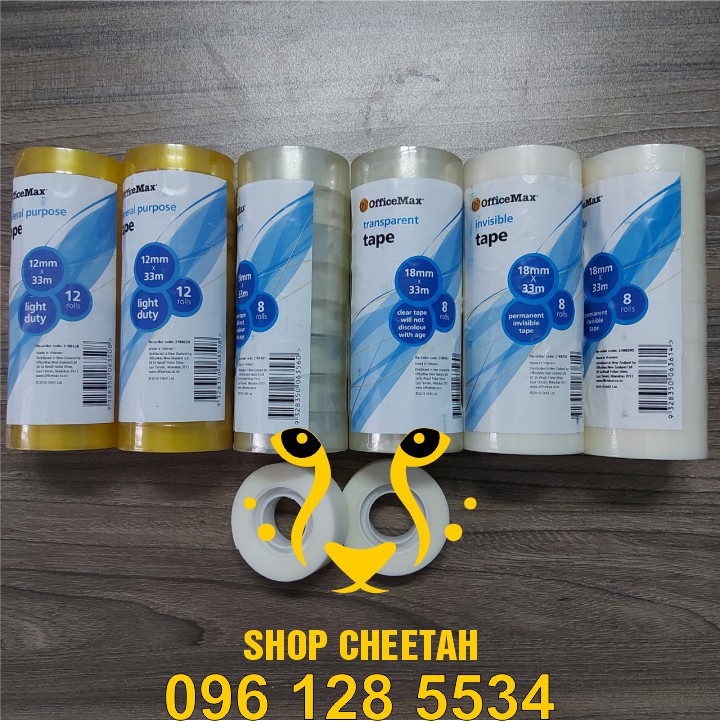 [ 1 cây ] Băng dính văn phòng phẩm cao cấp OfficeMax – Sản phẩm của New Zealand – Băng keo trong suốt, Băng keo ma thuật