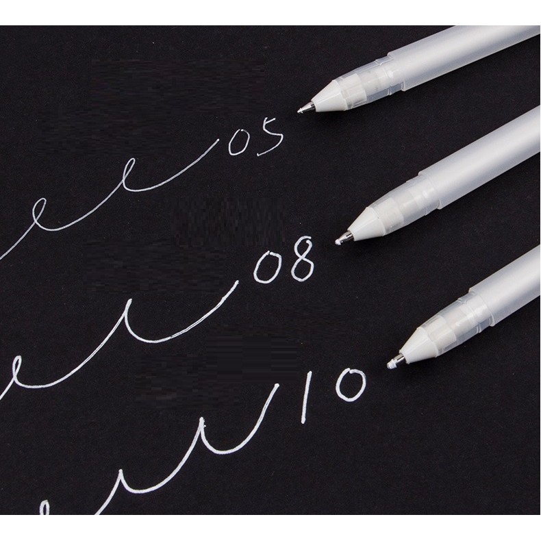 Bút line trắng Gelly Roll Sakura set 3 ngòi 05 08 10, white line pens vẽ tranh, đi nét