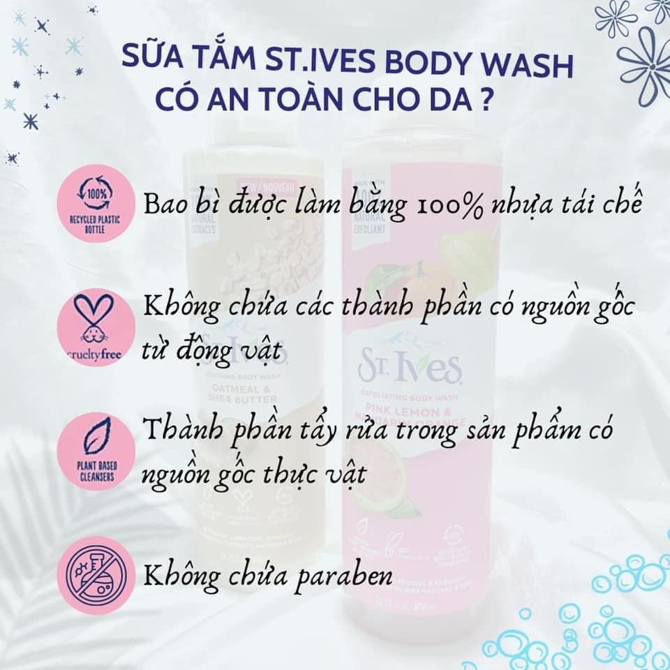 Sữa tắm tẩy tế bào chết St.Ives 473ml hương cam chanh, yến mạch, muối biển, mơ-mỹ