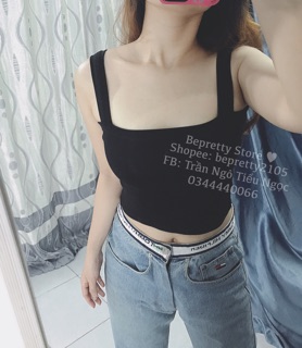 Áo croptop 2 dây bản lớn