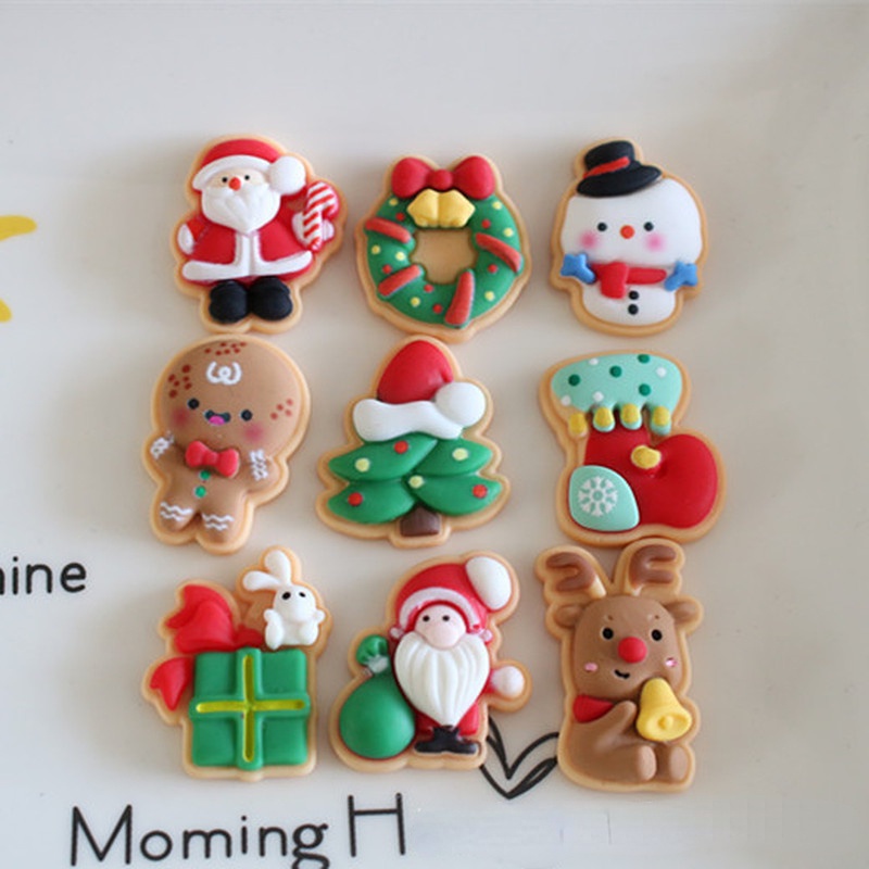 Set 10 Kẹp Tóc Hình Người Tuyết Bằng Nhựa Resin Trang Trí Điện Thoại / Tủ Lạnh DIY