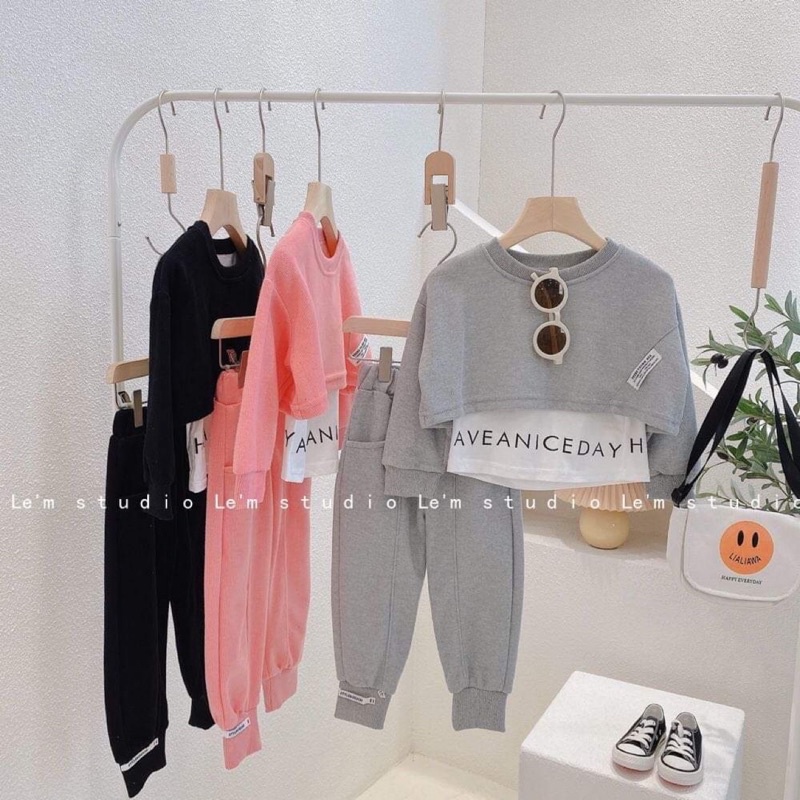 Set bộ thu đông cho bé gái 3 chi tiết cá tính size từ 8-17kg