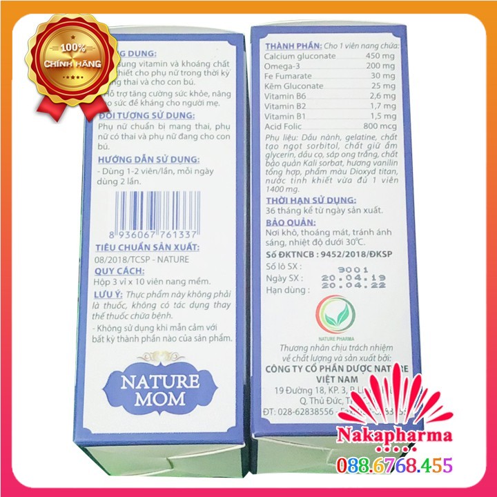 ✅ Nature Mom – Bổ sung vitamin và khoáng chất, tăng cường sức đề kháng cho người mẹ mang thai và cho con bú, bà bầu