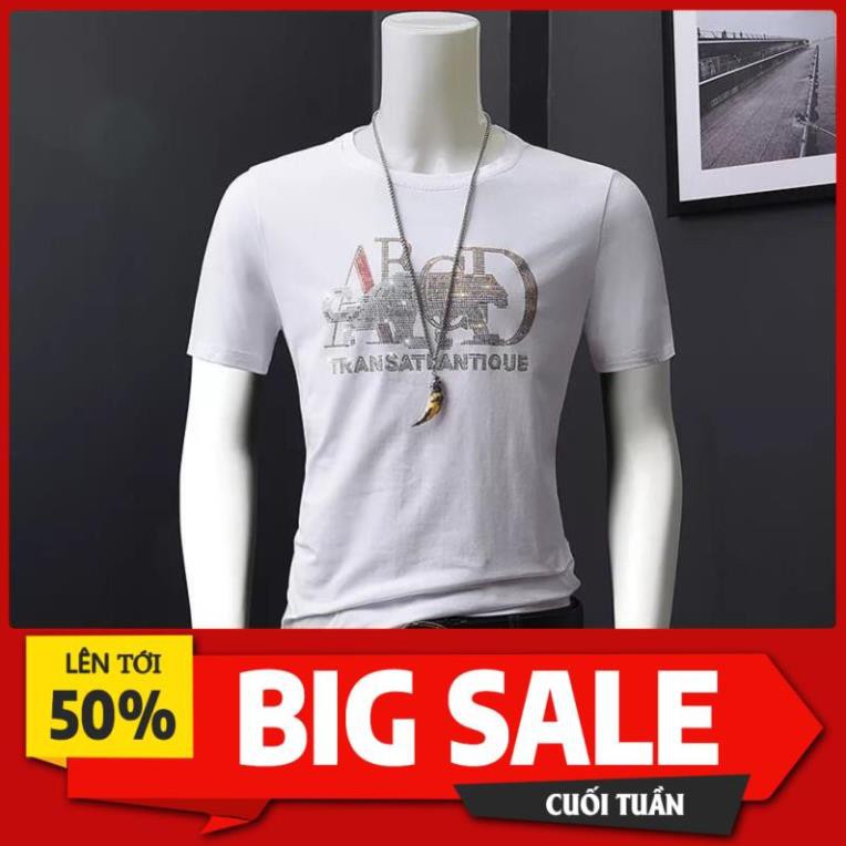 RẺ HOT HOT áo thun nam thêu đính đá logo abcd hổ báo lấp lánh