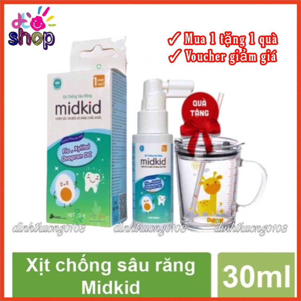 Xịt Chống Sâu Răng MIDKID - Bảo vệ men răng, ngừa ố vàng (cho bé từ 1 tuổi)