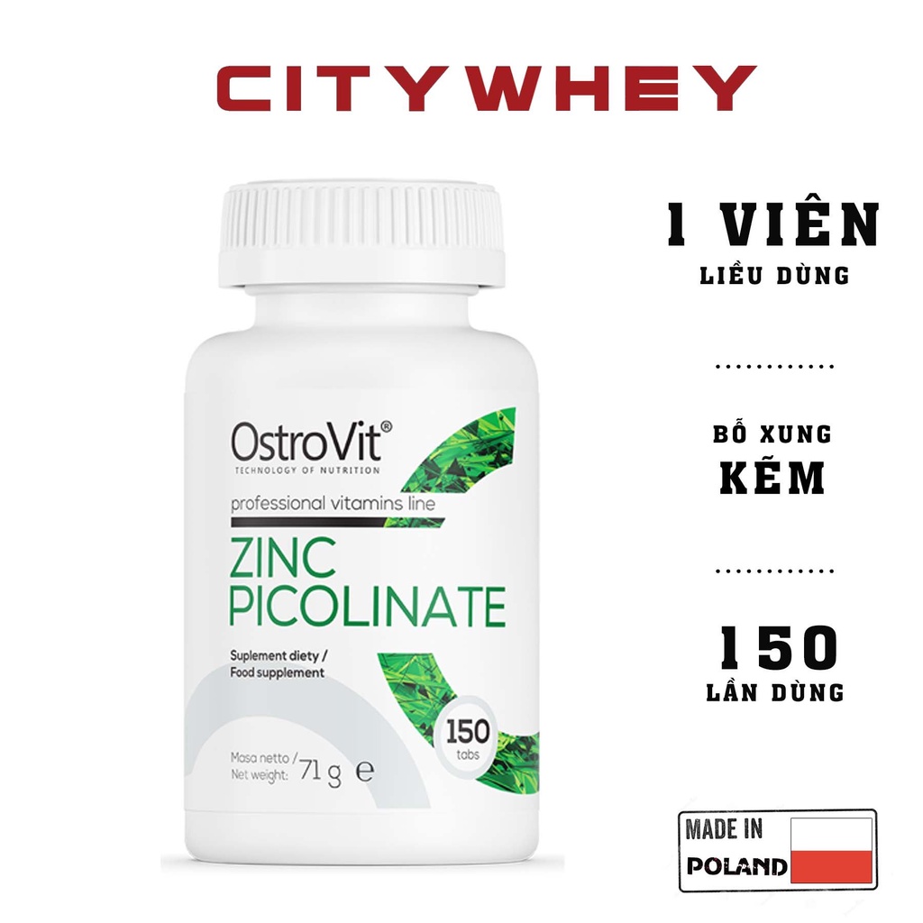 VITAMIN-KHOÁNG CHẤT OSTROVIT ZINC PICOLINATE 150 VIÊN , HỖ TRỢ TĂNG TEST,SINH LÝ NAM-HÀNG BA LAN
