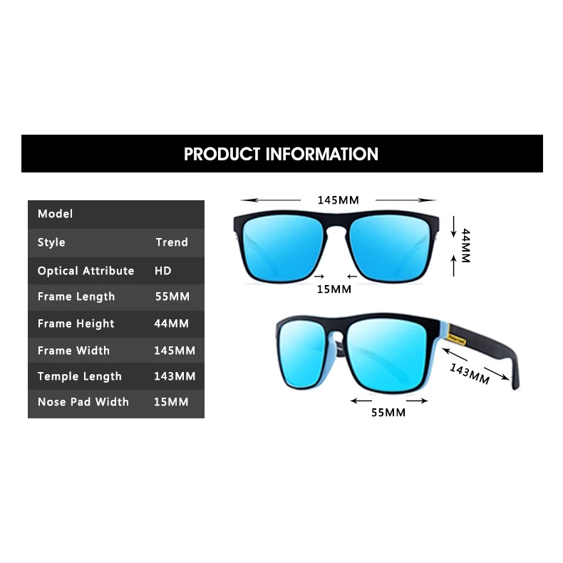 Unisex Polarized Sunglasses, Fashion Classic Design Square Sunglasses