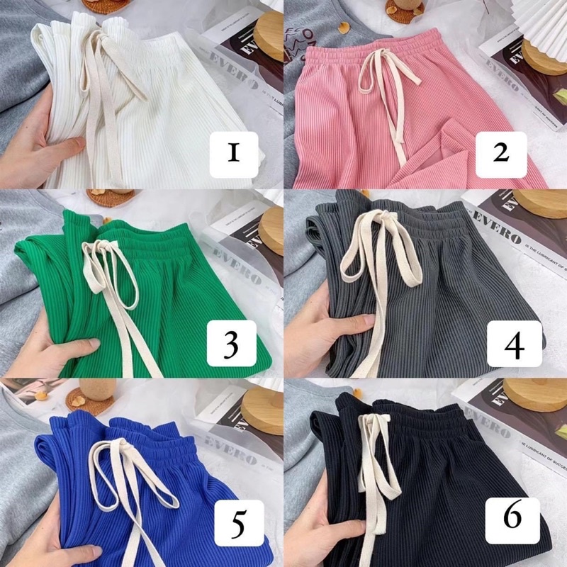 Quần ống rộng tăm lạnh cạp chun dây rút (hàng QC)