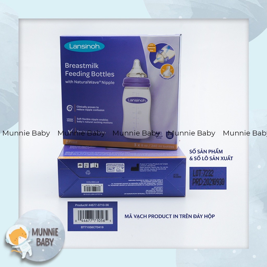 Bình sữa Lansinoh đủ size 160ml/240ml núm giống bình sữa Moyuum