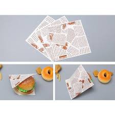 100 Giấy gói Thực Phẩm Không Thấm Mỡ Gói Giấy Bánh Hamburger, size 15x15 cm