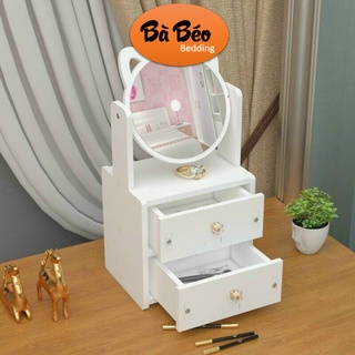 Kệ mỹ phẩm gương tai mèo 2 tầng, kệ để đồ trang điểm, Kệ mỹ phẩm mini, Kệ đựng đồ trang điểm thông minh